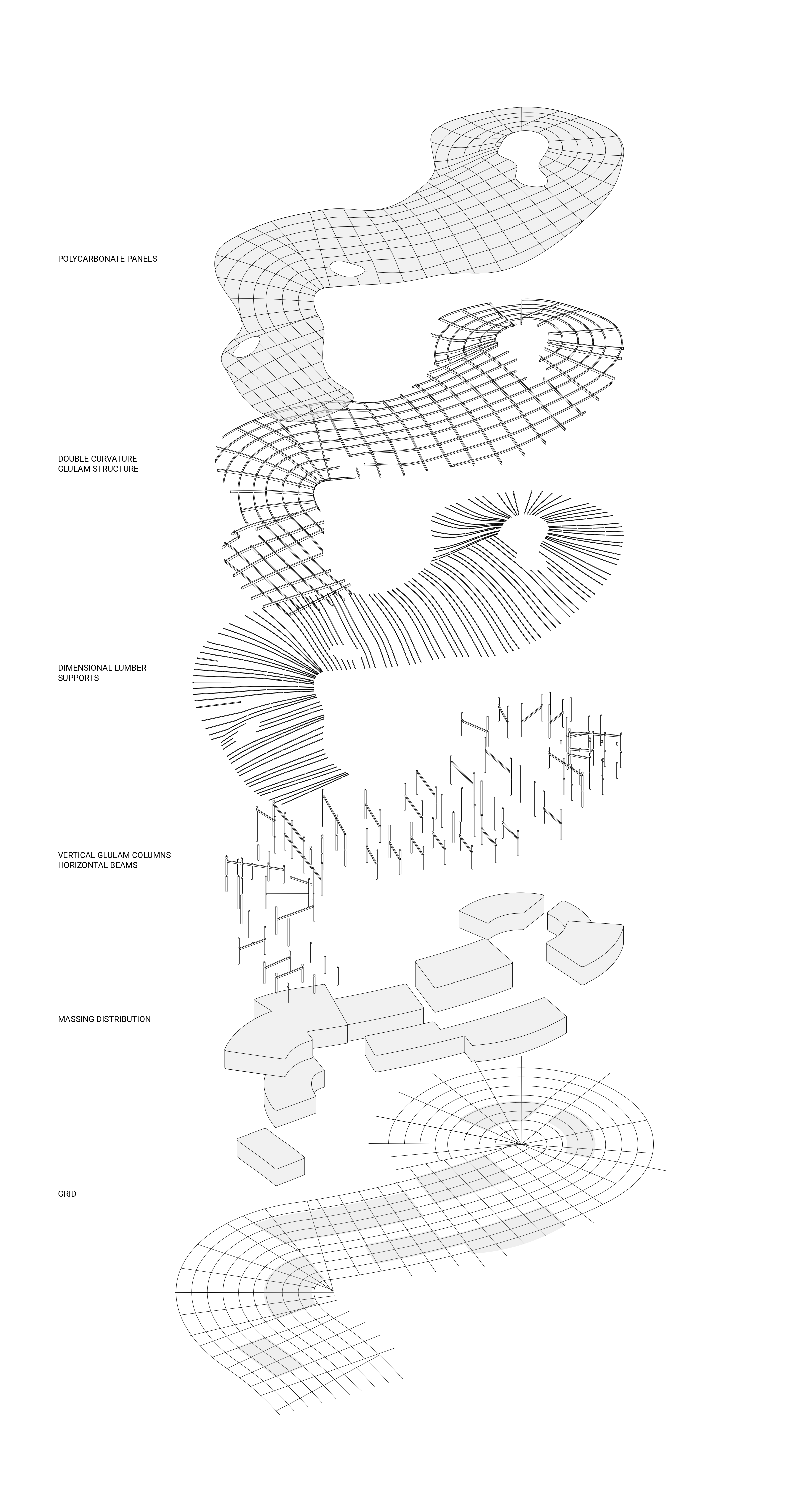 Exploded structural axonometric